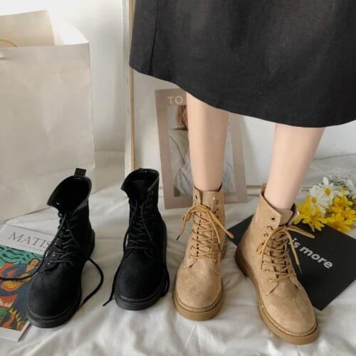 Suede Leather Boots For Women Lace Up Platform Ankle Boots Women Winter Keep Warm Non-slip Short Booties Ladies
