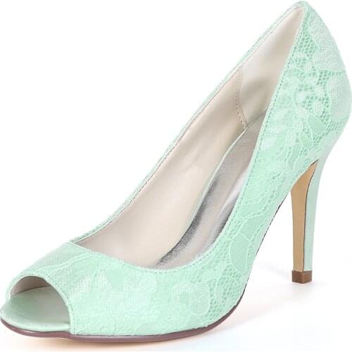 Creativesugar concise open toe sweet lace lady high heels bridal wedding prom party cocktail fresh color dress shoes mint green