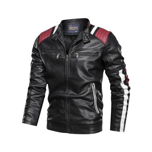 Winter Mens Faux Leather Jackets Casual Mens Fleece Warm Motorcycle PU Jacket Biker Leather Windbreaker Coats Clothing