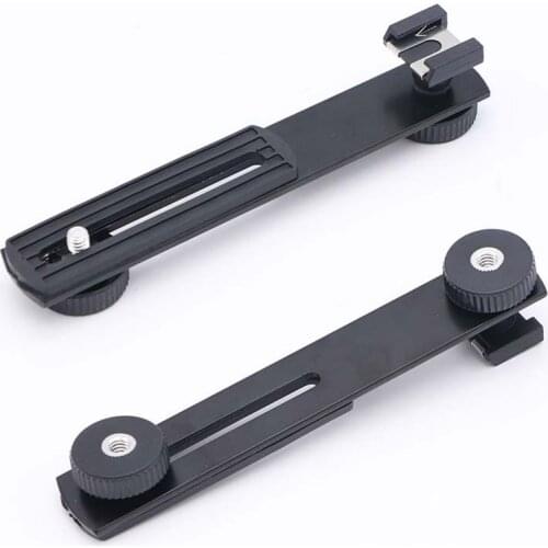 1PC Dual Camera Mount Flash Bracket Extension Bar Straight Flash Bracket Mount Bracket for DSLR Camera LED Light Microphone