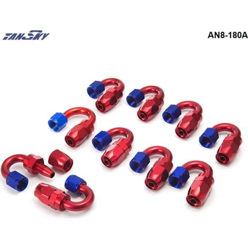 10PCS/LOT AN10 180 Degree Fuel Oil Fitting Aluminum Hose Fitting End Adaptor AN8-180A