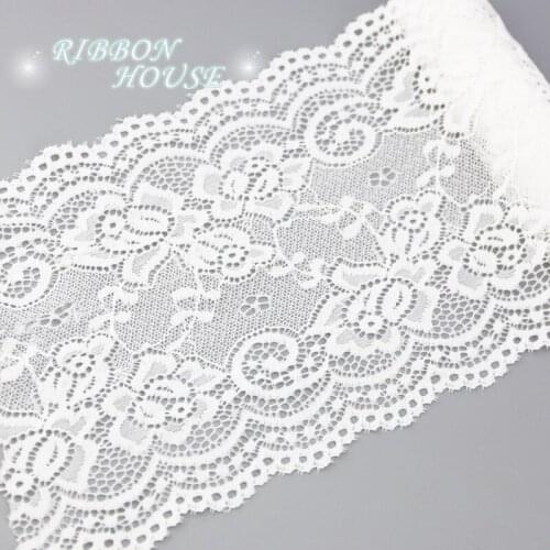 3Meter/roll) 15cm white elastic lace Fabric French hollow underwear lace Trim DIY French hollow underwear