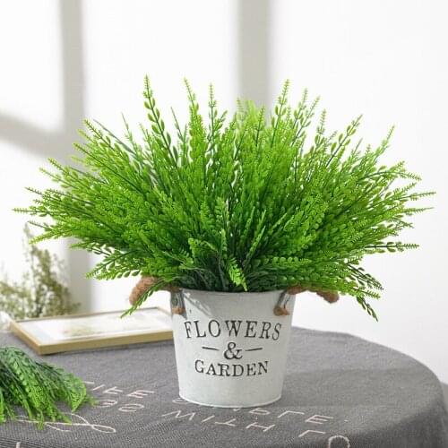7 green artificial plants for garden shrubs, fake grass, wheat leaf fake plants for home store decoration