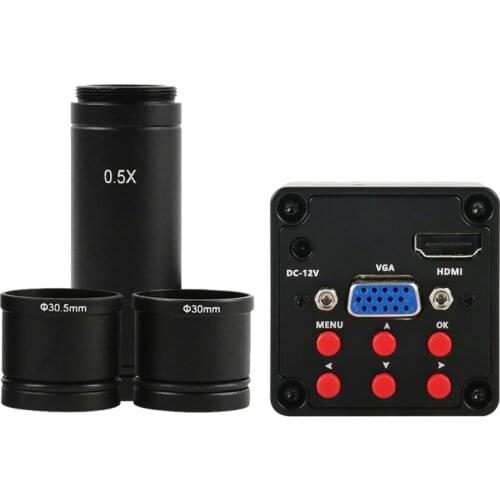 Industrial SONY IMX307 1080P HDMI VGA Digital Video Microscope Camera + 0.5X C moun Eyepiece Adapter Lens 30mm 30.5m Ring