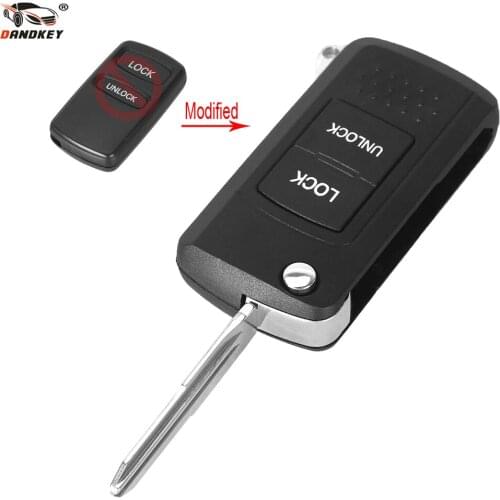 DANDKEY Flip Folding Car Remote Key Shell Case Fob Uncut Blade for Mitsubishi Lancer 2 Buttons Car Key Replacement