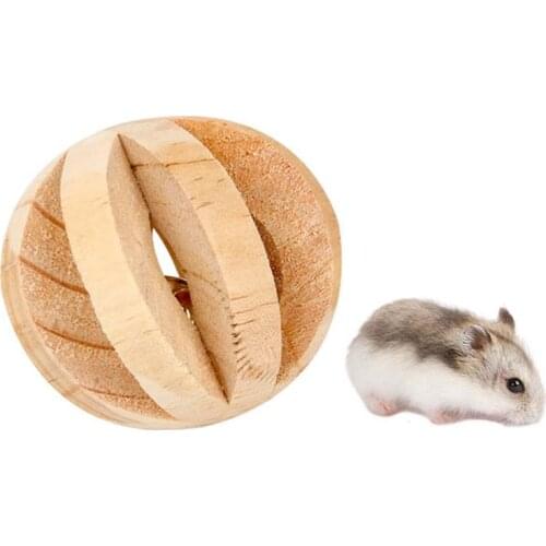 Hamster Ball Toy Wooden Bell Ball Small Animal Toy Rabbit Guinea Hamster Rat Pet Dog Playing Full Wood Ball Pet Accessories