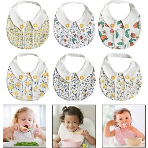 97BC Baby Cotton Flower Printing Bib Newborn Feeding Saliva Towel Burp Cloth for Infants Shower Gifts