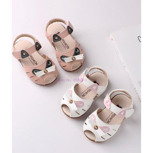 DHL 50pair Baby Girls Sandals Cute Fish-mouth Cat Style Shoes Toddler Soft Bottom Non-slip Pre-walker