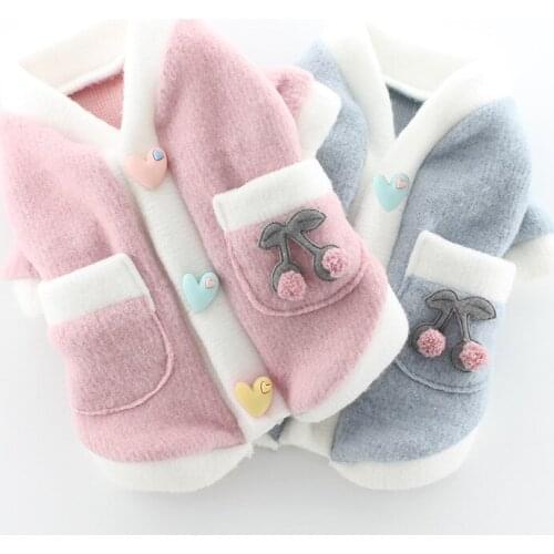 Design Small Dog Pet Clothes Cute Cat Puppy Cardigan Jacket Coat Winter Pomeranian York Button Clothes For Dogs Winter Overalls