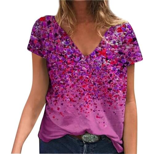 T Shirt Womens Fashion Casual Plus Size Scenic Flowers Printing Round Neck T-shirt Tops Camisetas De Mujer Футболка Оверсайз