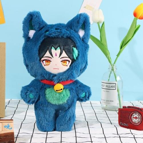 Genshin Impact Yasha Yaksha Xiao 20cm Plush Doll Body with Clothes Toy