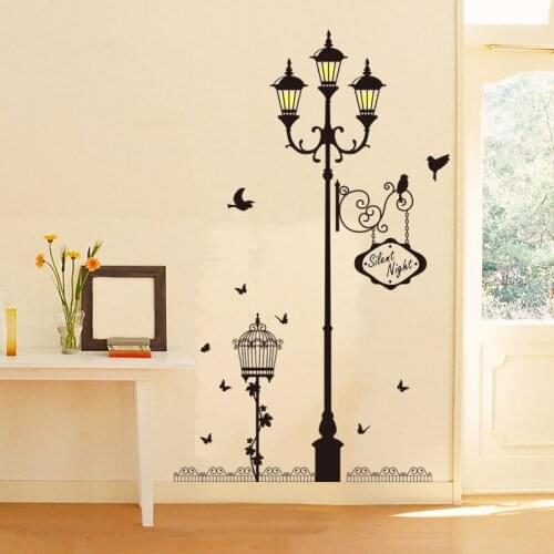 Hot sale 1 Set Pretty street lamp Decorative Combination DIY Wall Sticker Decor street lamp 3D DIY Home Party Bedroom Wall Decal