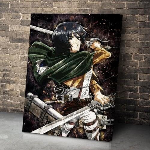 HD Printed Attack on Titan Canvas Painting Wall Art Mikasa Poster Home Decor Bedroom Background Modular Anime Pictures Framed
