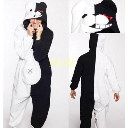 Hot Anime Danganronpa Monokuma Cosplay Pajama Adult Unisex Onesie Kumamon Monokuma Gloomy Bear Sleepwear Pyjamas