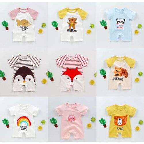 New Summer Baby Clothes Cartoon Baby Boys Romper One-piece Infant Newborn Baby Girls Troddler Onesie Cotton Bear Jumpsuit