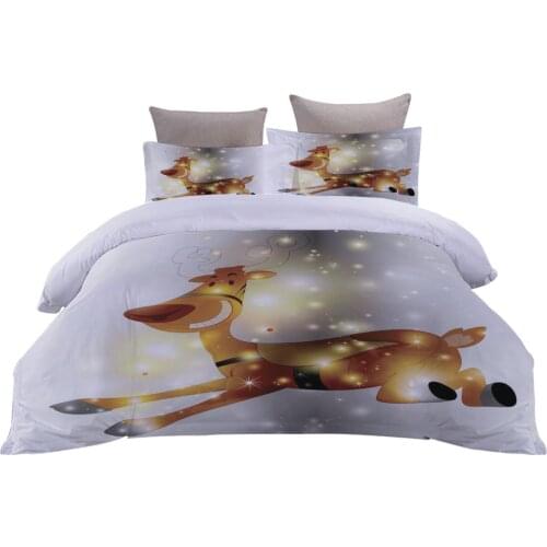 Christmas Reindeer Duvet Quilt Cover Sets Happy Gift 3D Bed Three-Piece Set Snowman Quilt Cover and Pillowcases Bedding Set 2021