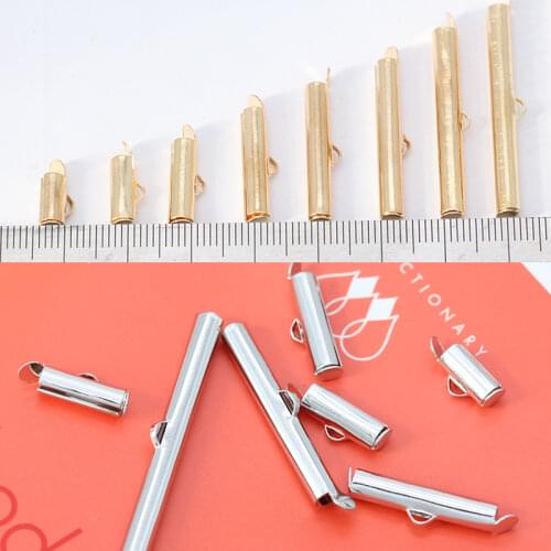50p 10/13/16/20/25/30/35/40mm Gold Silver Tubes Slider End Caps Jewellery Findings Connector Beading Slide On End Clasp Buckles