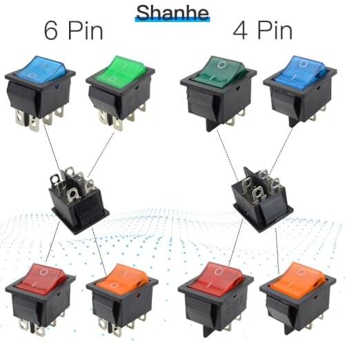 Brass spare parts illuminuted 4/6pins rocker switch with lamp