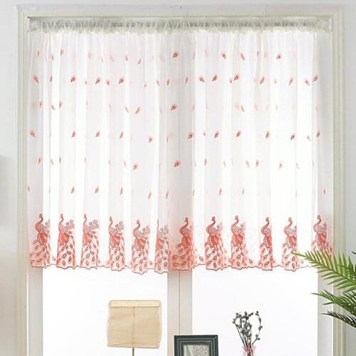 2019 Best selling Peacock Embroidered Window Gauze Modern Home Study Bedroom Floating Curtain Decoration