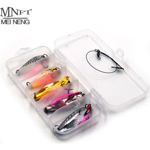 MNFT 5PCS/Set Fishing Lures Metal Spoon Spinner Bait with Hook Artificial Hard Bait Fishing Tackle Box Salmon Spoons Lures Set