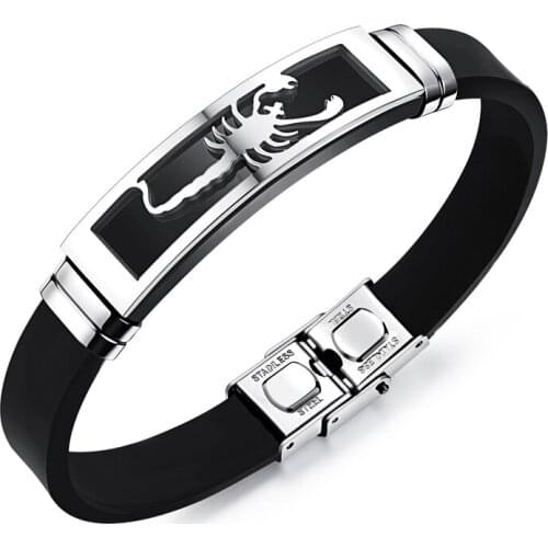 Fashion Metal Scorpion Silicone Man Bracelet Exquisite Personality Cold and Elegant Party Man Bracelet Accessories