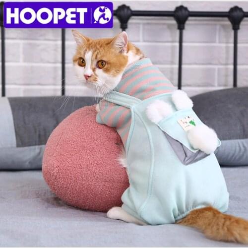 HOOPET Pet Cat Clothes Fashion Striped Pet Dog Clothes for Dogs Cats Coat Hoodie Sweatshirt Dog Cat Jumpsuit With Pants