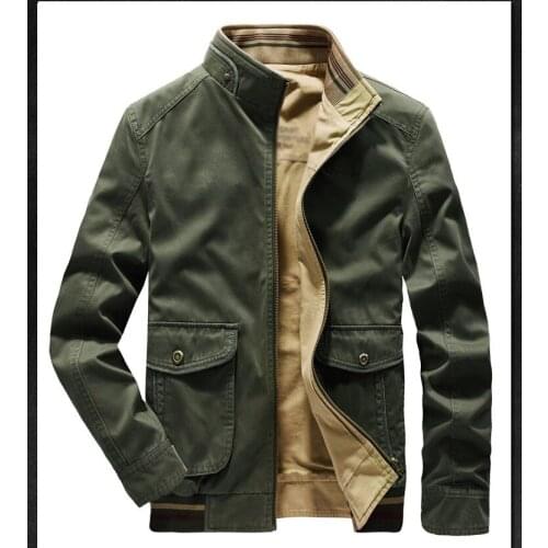 2019Fashion cotton jacket coat for middle age men two sides wearing stand collar zipper coat spring autumn outwear casual outfit