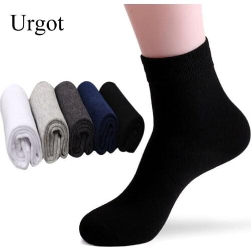 Urgot 10 Pairs Mens Cotton Long Tube Socks Autumn Winter Business Socks Men Solid Color Casual Deodorant Socks Factory Wholesale