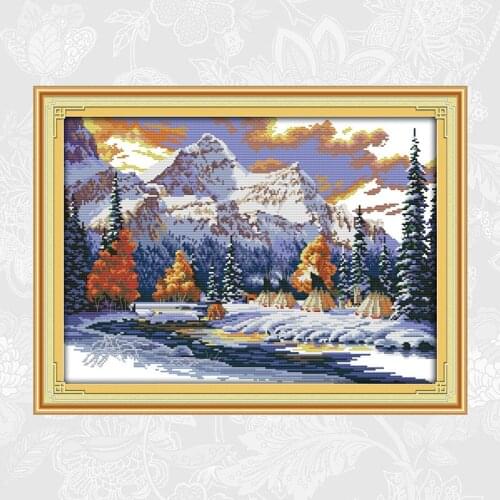 The Snow of Winter Paintings Handwork Beginner Embroidery Sets Aida Canvas Cross-stitch 11CT 14CT Wholesale Needlework