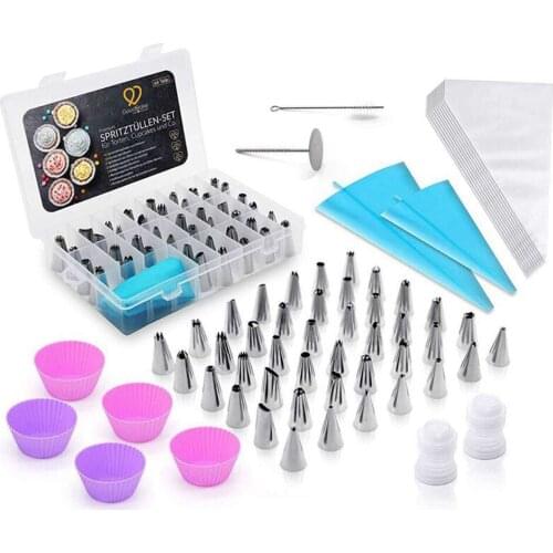 74Pcs Cake Decorating Tools Kit Baking Supplies Icing Tips Pastry Bags Smoother Piping Nozzles Cake Cup With Box