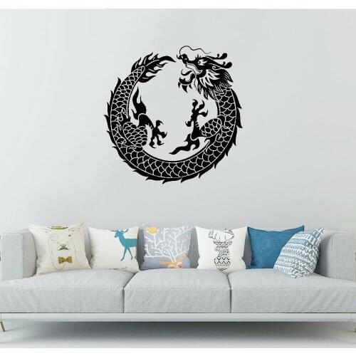 Chinese Dragon Shell and Stick Wall Stickers Removable Chinese Traditional Pattern Wall Decal For Living Room Vinyl dw7755