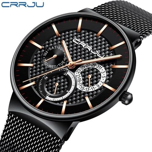 New Fashion CRRJU Quartz Watches Top Brand Luxury Men Classic Sport Chronograph Steel Watches 2153 relojes hombre orologio uomo