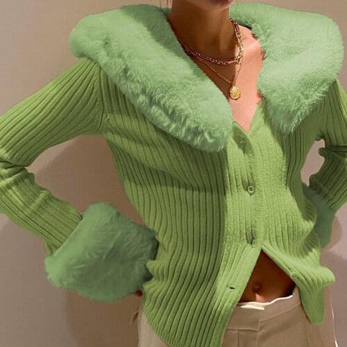 2021 New Style Womens Fall Coat Knitting Top Party Clothes Loose Warm Long Sleeve Solid Color Buttons Clothes Autumn