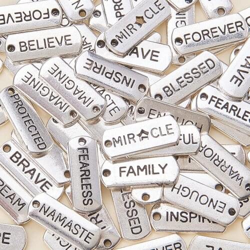 New arrive 20pcs/set English Alphabet Message Letter Tag Charm Pendant DIY Metal Charm for Jewelry Making 21x8mm DIY Accessories