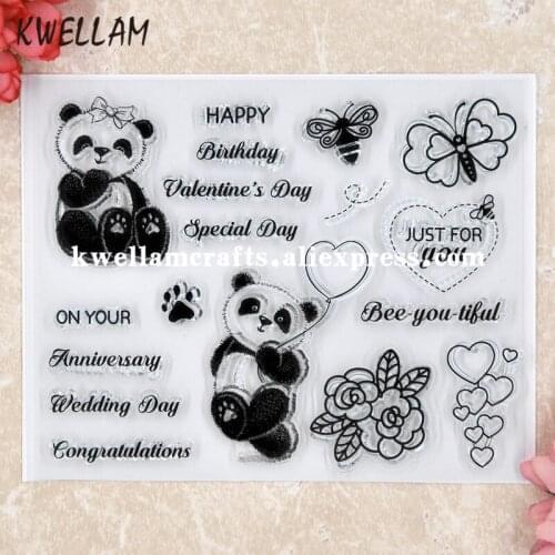 Panda HAPPY Birthday Anniversary Scrapbook DIY photo cards rubber stamp clear stamp transparent stamp 13x16cm KW8050413