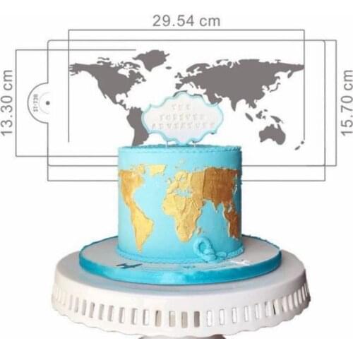 World Map Design Cake Stencil Plastic Cake Border Stencils DIY Drawing Lace Template Cake Mold Cake Decorating Tool