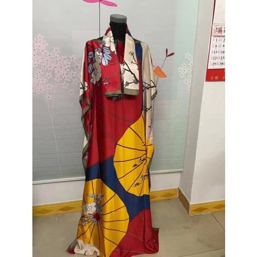 Dress Length 142cm, Bust:160cm 2021 New Fashion dresses Bazin Print Dashiki Women Long Dress/gown Yomadou Color Pattern oversize