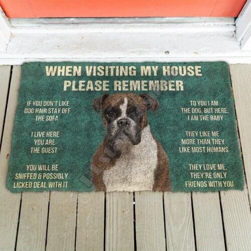 Please Remember Boxer Dogs House Rules Doormat Plush Tape Indoor Doormat Non Slip Door Floor Mats Carpet Decor Porch Doormat