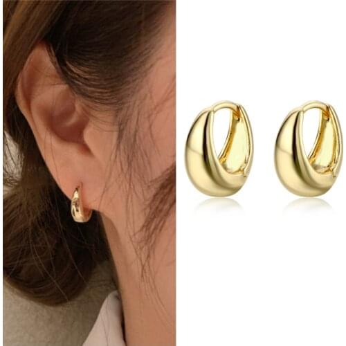 Simple Circle Earrings Ear Buckle Retro Gold Color Smooth Hoop Earrings For Women Punk Geometry Earrings Jewelry Accessories