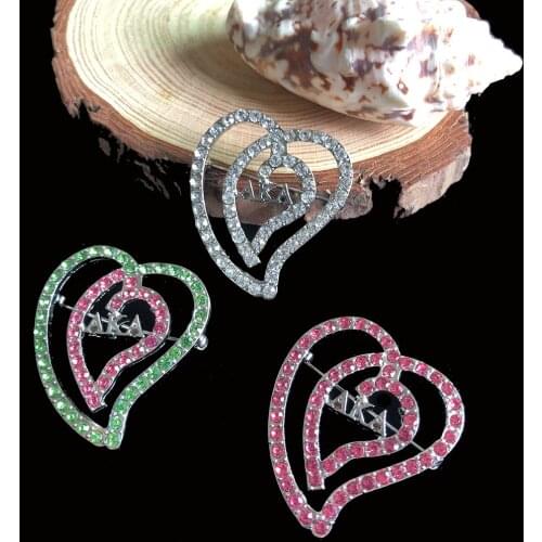 Drop shipping Greek Sorority Heart Pearl Brooch Jewelry