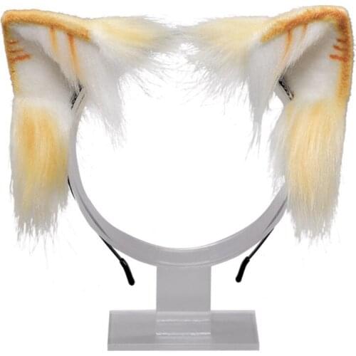 Realistic Faux Fur Orange Kitten Ears Headband Animal Kawaii Plush Hair Clips Anime Cosplay Costume Lolita Headdress