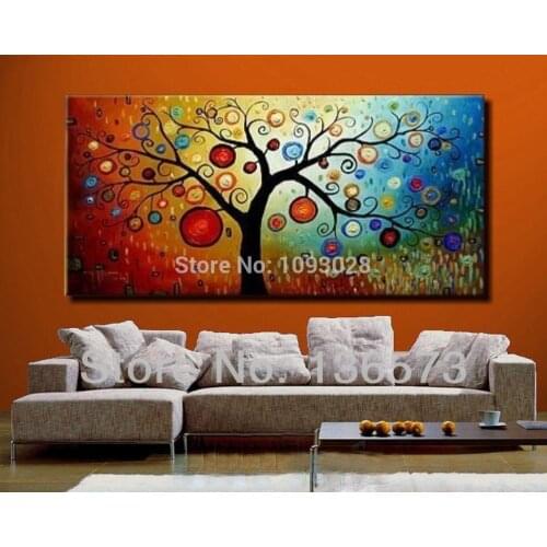 Hand painted modern abstract money tree canvas wall art oil painting on canvas huge home decoration unique gift artwork pictures