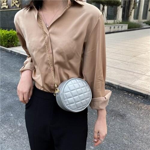 Fashion Diamond Lattice Chain Crossbody Bag Womens Black Round Luxury Women Brand Handbags High Quality Mini Shoulder Bags 2021