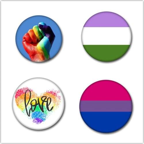 T1 LGBT Pride Rainbow Flag Tinplate Badge Support Gay Lesbian Bisexual Transgender Symbol Pin Lgbt Icons Rozet Brooch