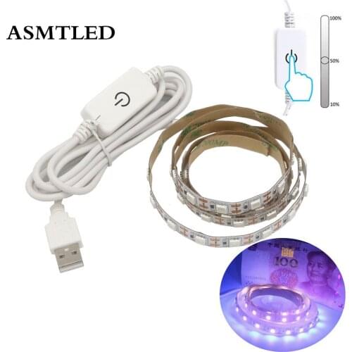 USB 5V Ultraviolet UV LED Blacklight 5050 SMD 60led/m USB AA Battery Powered UV 395-405nm Night Fishing Led Flexible Strip Light