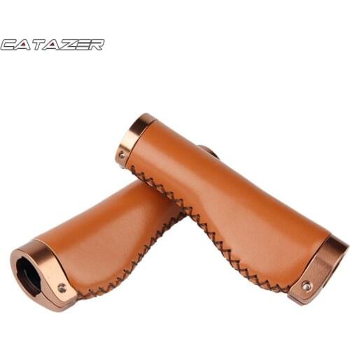 Cycling Handlebar Grips MTB BMX Road Anti-Skid PU Leather Bicycle Grips Mountain Bike Lock on Bicycle Handlebar End Grips