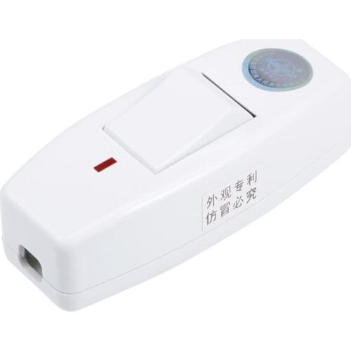 Inline On/Off Switch Floor Light Bed Table Lamp Push Button Switch LED Indicator AC110~250V 6A White Color