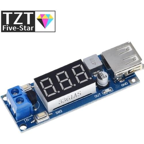 TZT DC-DC Step Down Module Two-wire Voltmeter 5V USB Charger or Power Supply Input 4.5V-40V Output 5V/2A