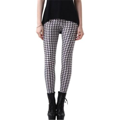 DOUBCHOW Womens Houndstooth Digital Printing Leggings Pants Maiden Spandex Shiny Stretchy Leggings Costume Skinny Footless 3XL