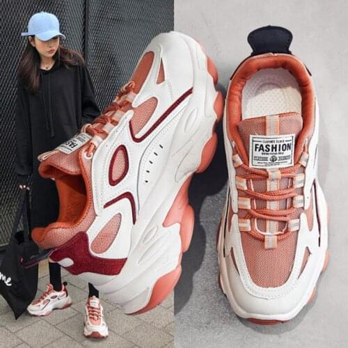 JLFPGV Womens Chunky Sneakers Thick Bottom Platform Vulcanize Shoes Fashion Breathable Casual Shoes for Woman Female 2021 New